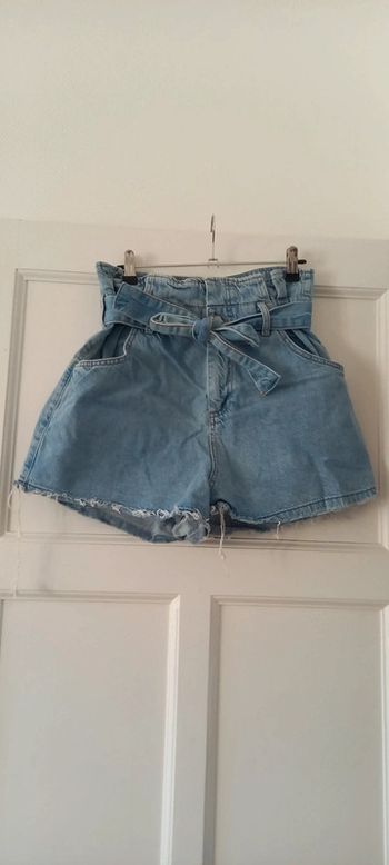 Short en jean taille haute bleu mango 38