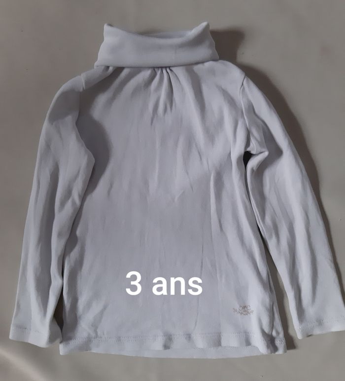 Sous-pull (tee-shirt col roulé) blanc fille - Orchestra - 3 ans
