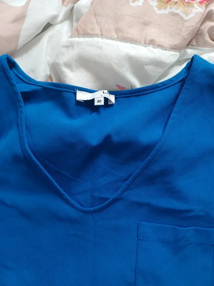 Robe droite manches 3/4 bleue roi - photo numéro 2
