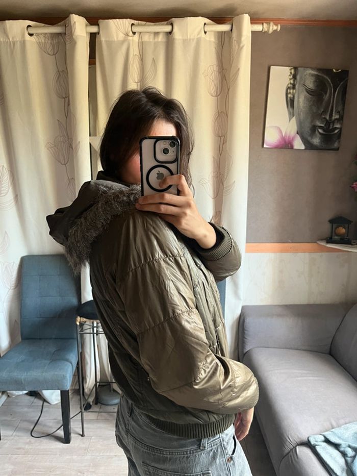 Blouson Afghan vintage y2k 2000yer y2k fur hooded winter bomber jacket 2000er Afghan manteau - photo numéro 4