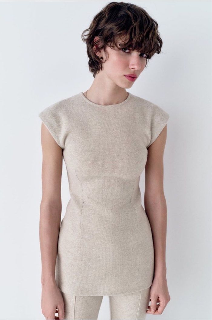 Robe tricot beige zara ou top