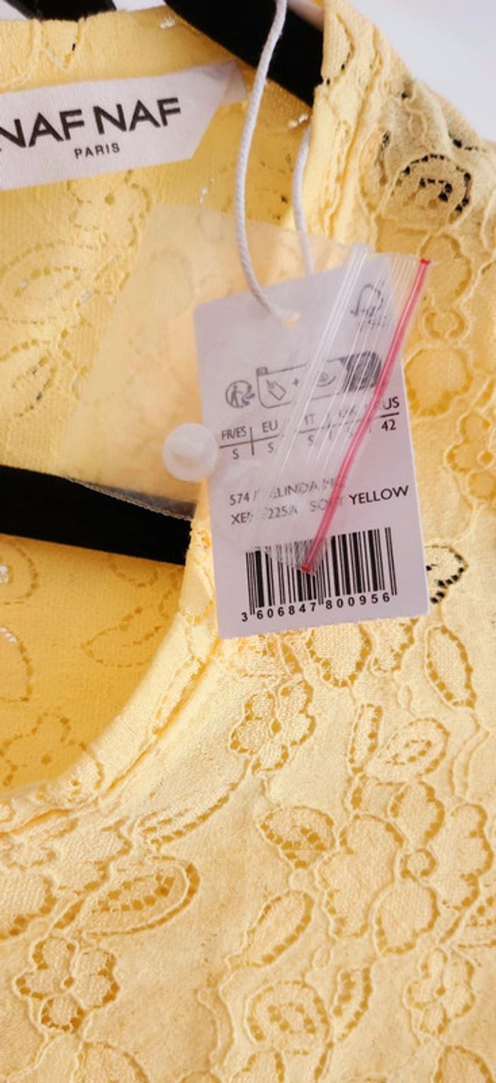 Haut jaune boutons dans le dos taille S Naf Naf - photo numéro 3
