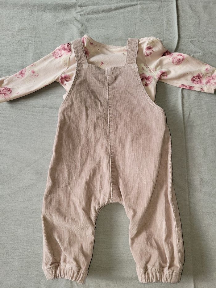 Ensemble salopette velour 3 mois fille hiver - photo numéro 2