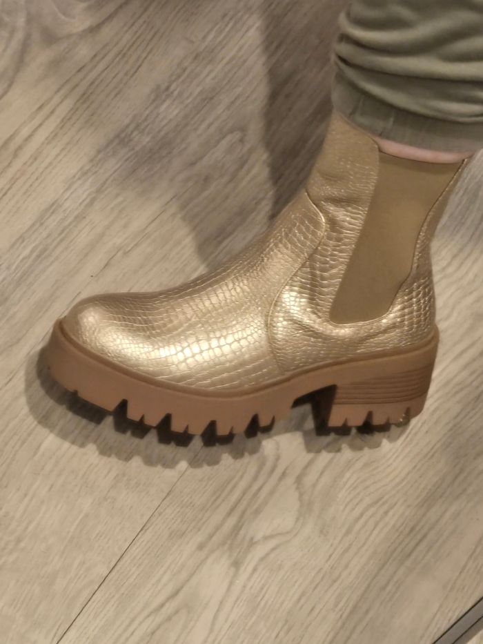 Bottines Chelsea dorées simili croco P39 Findlay neuves - photo numéro 9