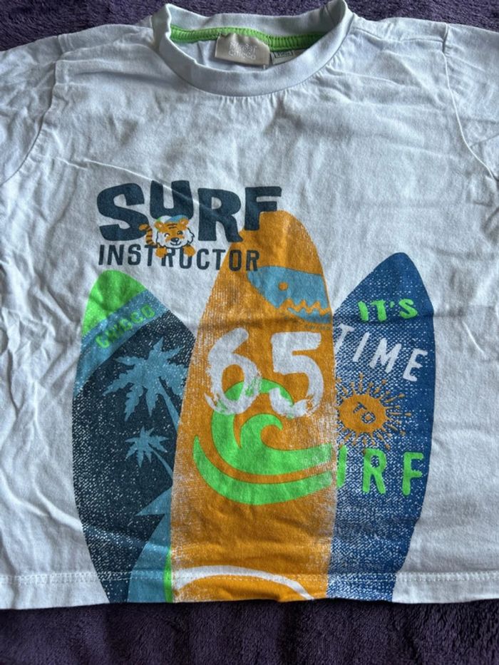 T-shirt manches courtes garcon blanc et imprimés thème surf My first Chicco taille 4 ans - photo numéro 2