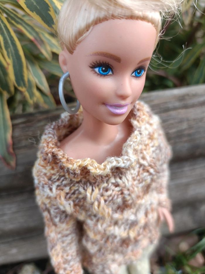 Pull et pantalon beige pour barbie - photo numéro 5