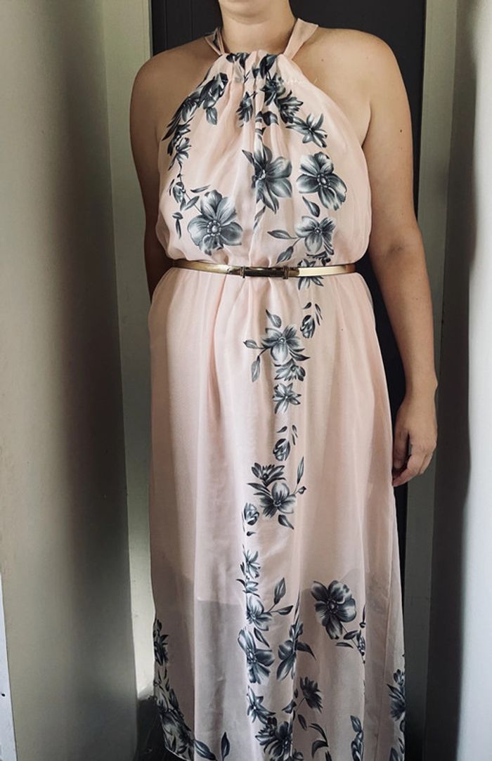 Robe longue taille xl rose poudrée