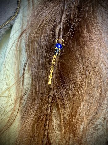 Bijou de cheveux, tresse/dread, macramé pierre Agate bleue