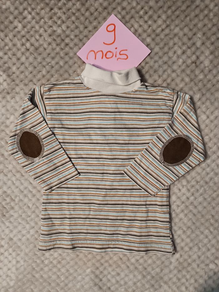 T-shirt rayé col roulé 9 mois
