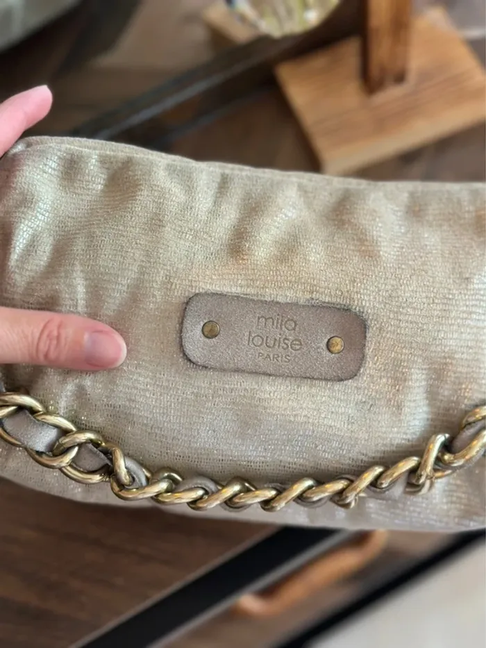 Sac en beige doré clair modèle “Mama” avec double bandoulière - photo numéro 5
