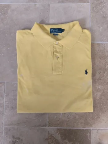 Polo Ralph Lauren homme 2XB jaune logo marine état moyen