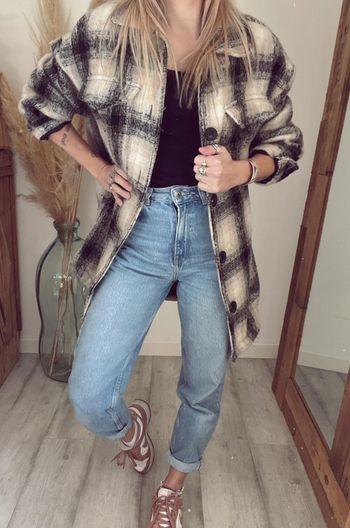 Veste manteau oversize à carreaux bershka