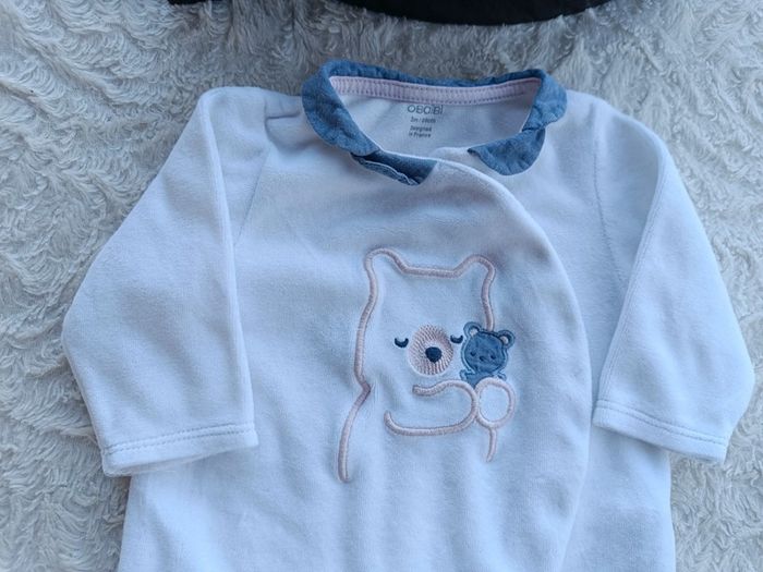 Pyjama grenouillère velours Fille 3 mois Ours Ourson et doudou Obaïbi - photo numéro 3