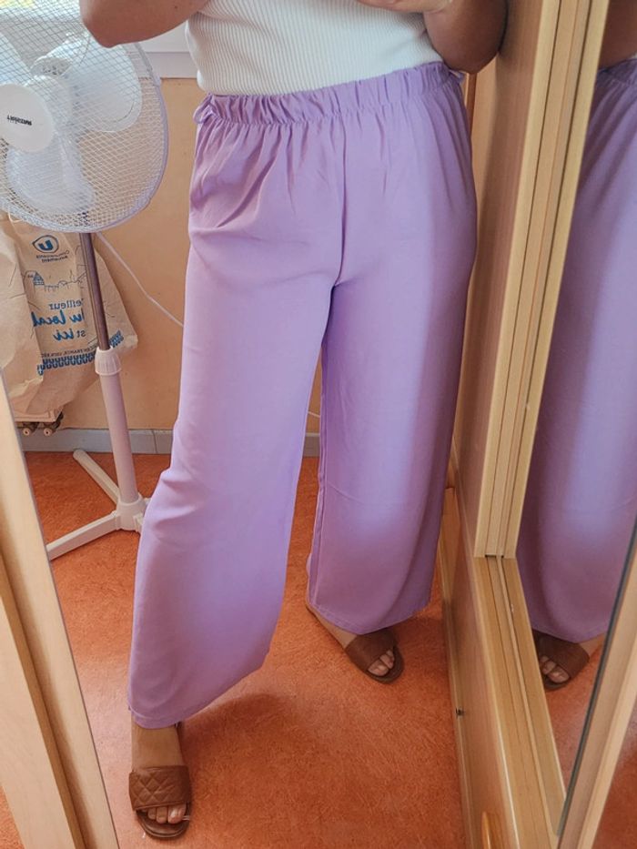 Pantalon à jambes larges / palazzo lilas TU 36/40 - photo numéro 4