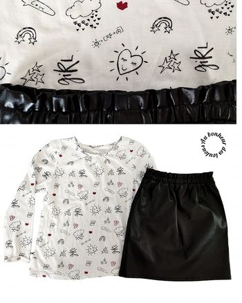 6 ans ensemble teeshirt tex ( 5-6 ans ) et jupe simili Kiabi (6 ans)