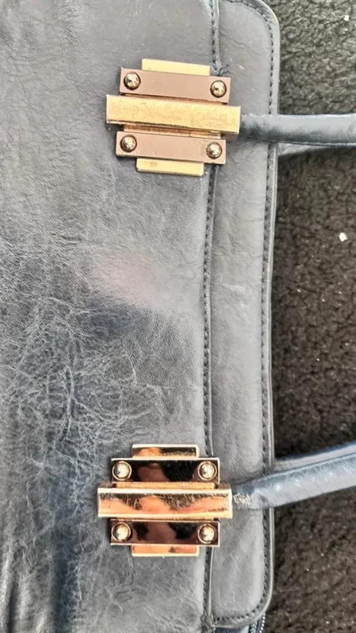 👜 sac à main bleu marine et doré - photo numéro 13