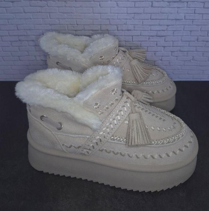 Boots d'hiver beige bottines basses tendances - Taille 40 - Neuves