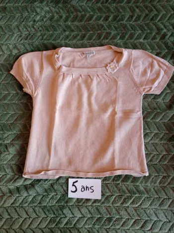 Pull rose manches courtes 5 ans
