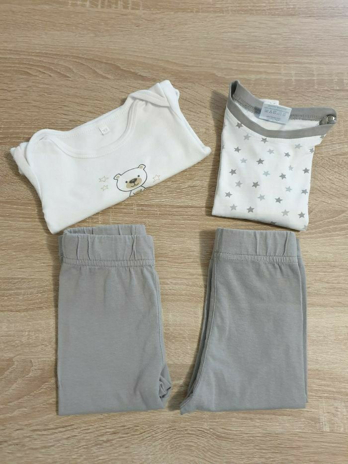 Lot 9 mois - 1 haut pyjama + 2 pantalons pyjama + 1 body manches courtes - photo numéro 7