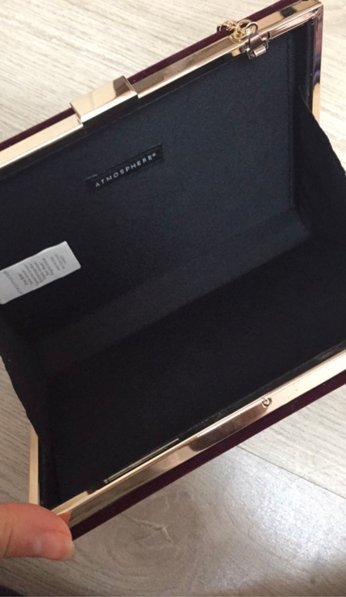 Sac pochette en velours bordeaux doré - photo numéro 2