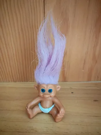 Vintage Figurine troll cheveux violets