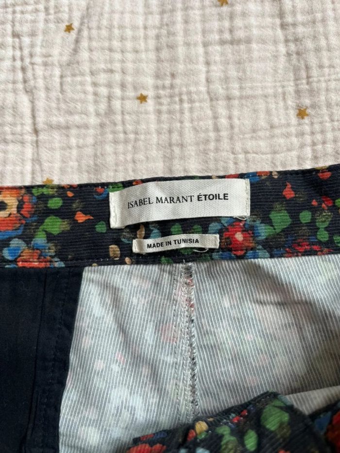Pantalon fleuri côtelé - Isabel Marant étoile - 38 - photo numéro 2