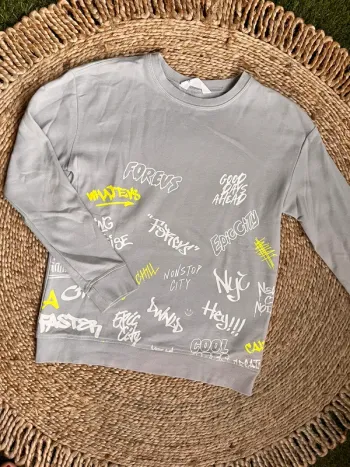 Sweat en coton gris h&m 12 ans