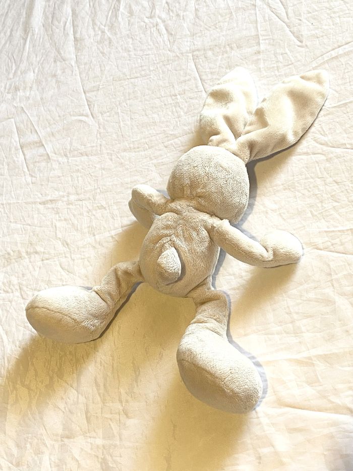 Petit Lapin Beige Doudou Intérieur Oreilles Museau Blancs Animal Faune Peluche Petits Enfants Bébés - photo numéro 4