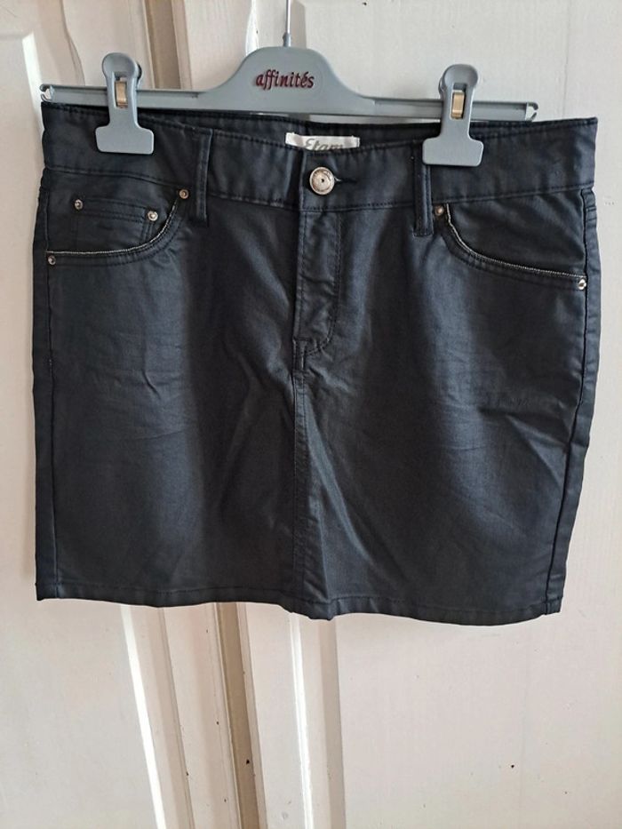 Jupe courte noire style jean 40 etam - photo numéro 5