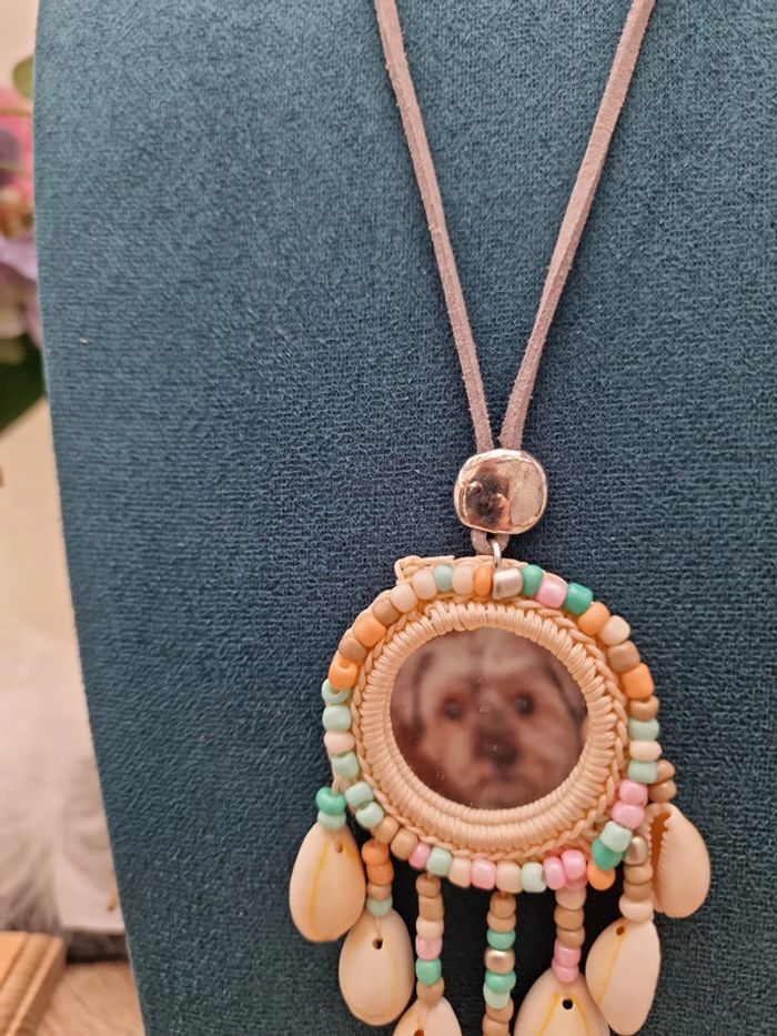 Collier Sautoir Miroir Boheme Macramé Attrape Reves Coquillages Perles - photo numéro 5