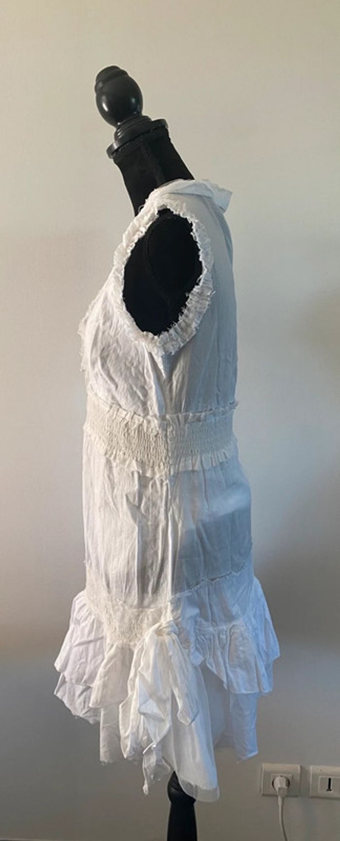 Robe Morgan blanche à volants et dentelle taille XS / S - photo numéro 6