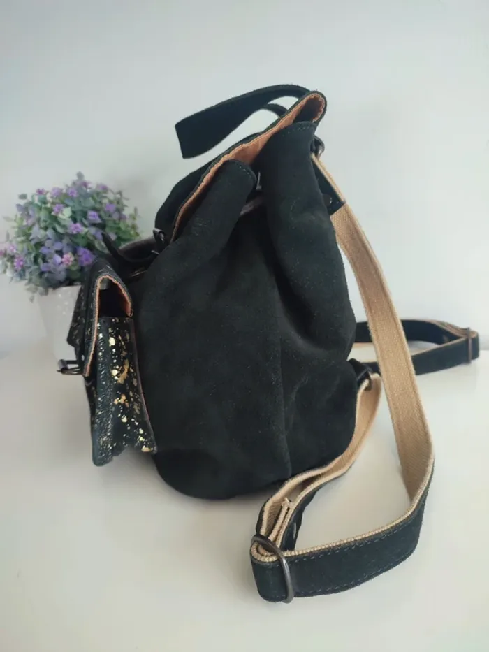 Sac a dos le Baroudeur noir🖤💛 éclats dorés - Paul Marius - photo numéro 5