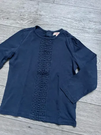 Tshirt manches longues  Du pareil au même  3 ans Marine avec guipure / broderie