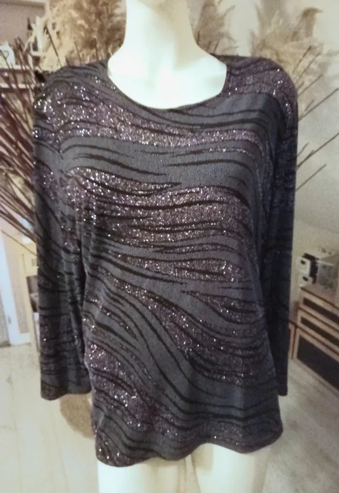 Pull fin effet pailleté taille L - photo numéro 2