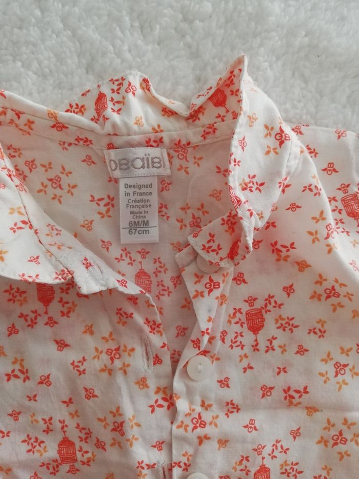 Chemisier manches courtes orange fille 6 mois obaïbi - photo numéro 2