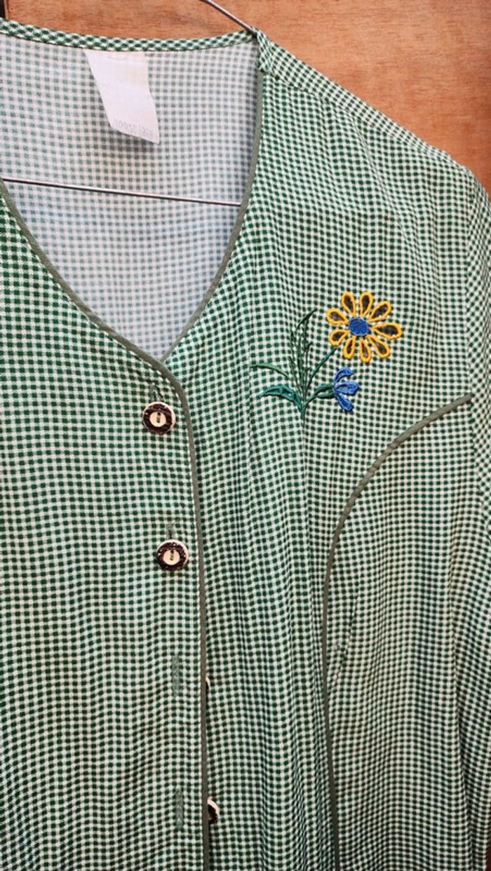 Superbe blouse vichy brodée autrichienne vintage - photo numéro 6