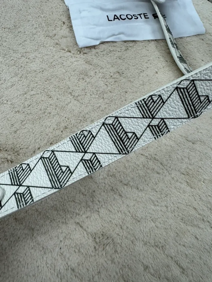 Ceinture Lacoste Monogramme Blanche Neuve - photo numéro 2