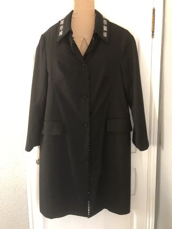 AN124- Manteau noir chic avec strass et perles T 50 (48-50) porté 1 soirée