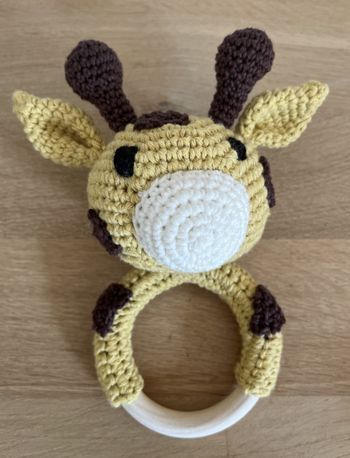 hochet girafe anneau de dentition fait main 