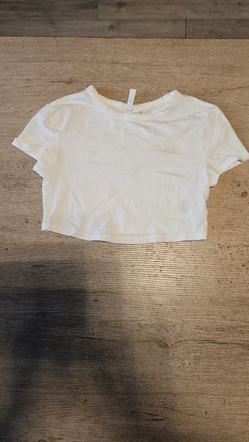 Croc top blanc uni, manches courtes, H&M Divided, S, peu mis