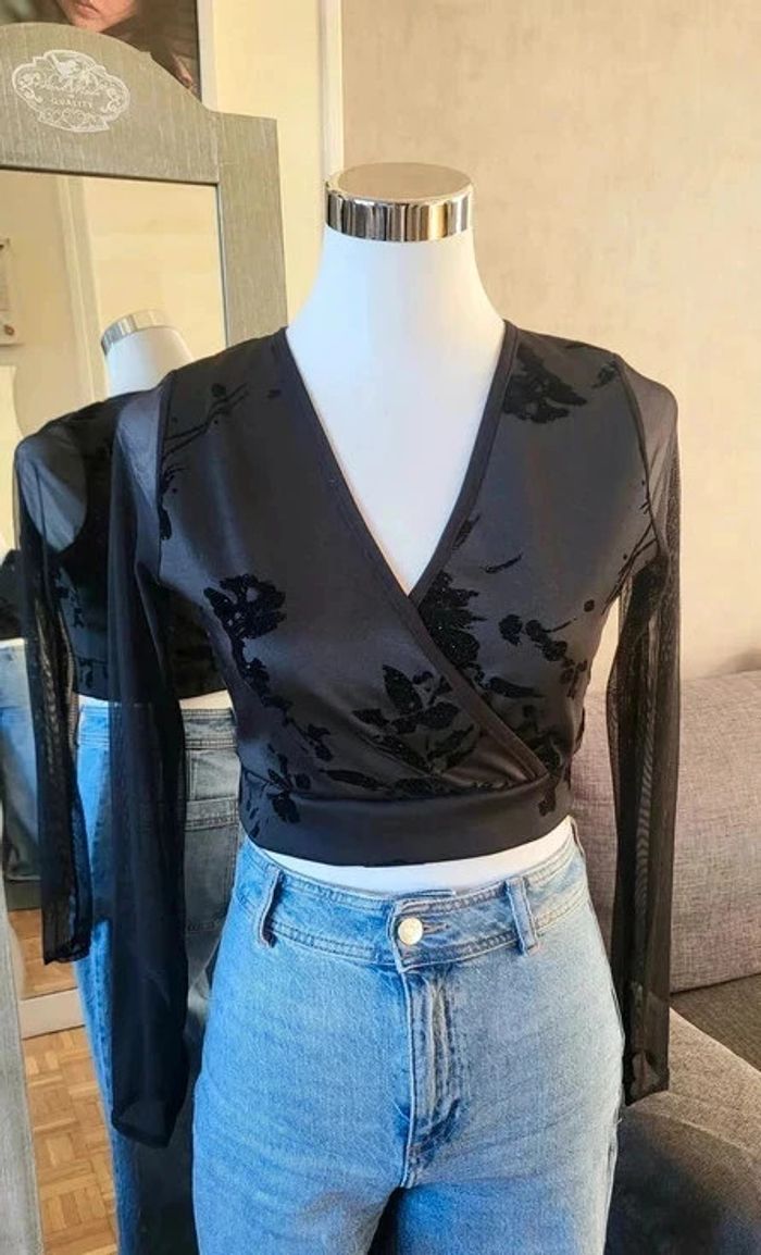 Magnifique crop top velours paillettes