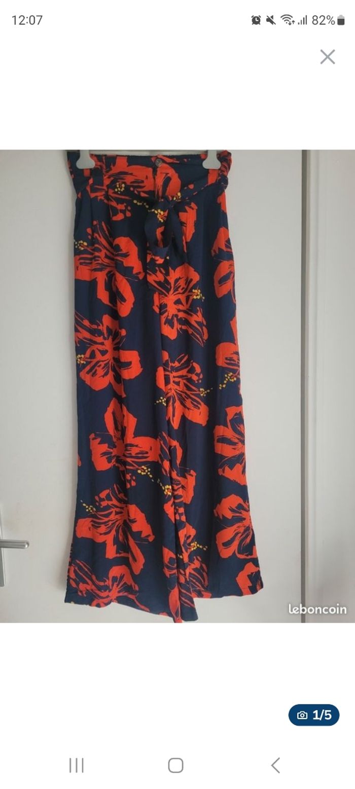 Pantalon large fleuris-Taille M(38)
