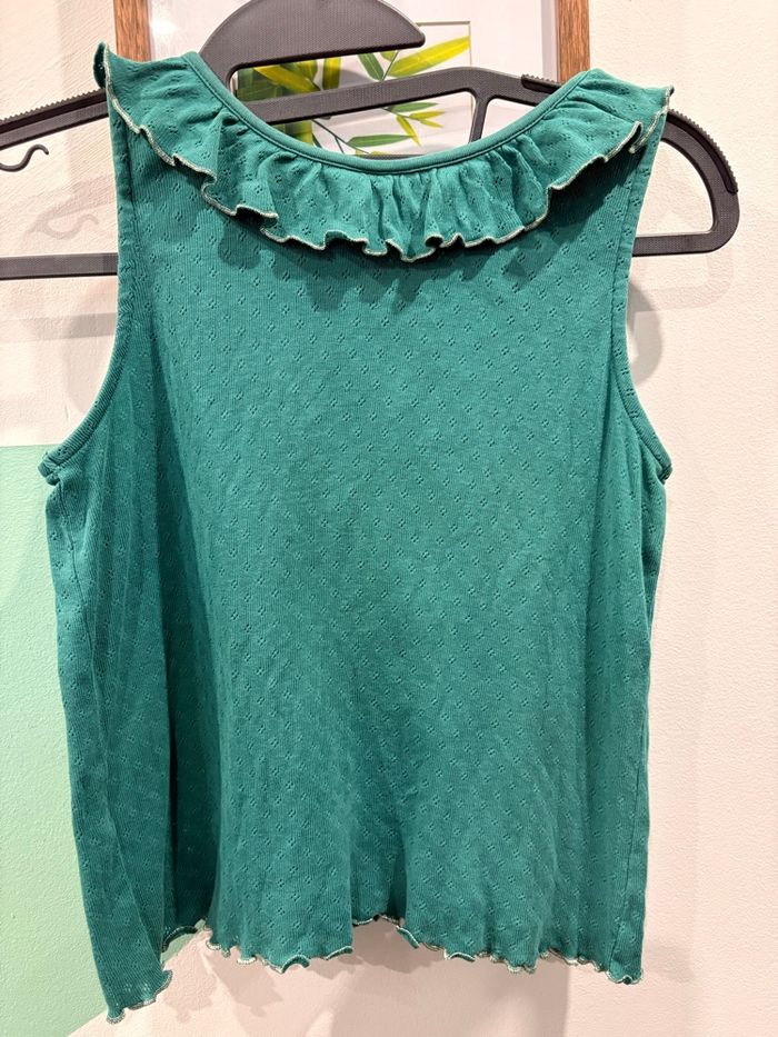 top vert volanté tape à l’œil 12 ans broderie perroquet - photo numéro 4