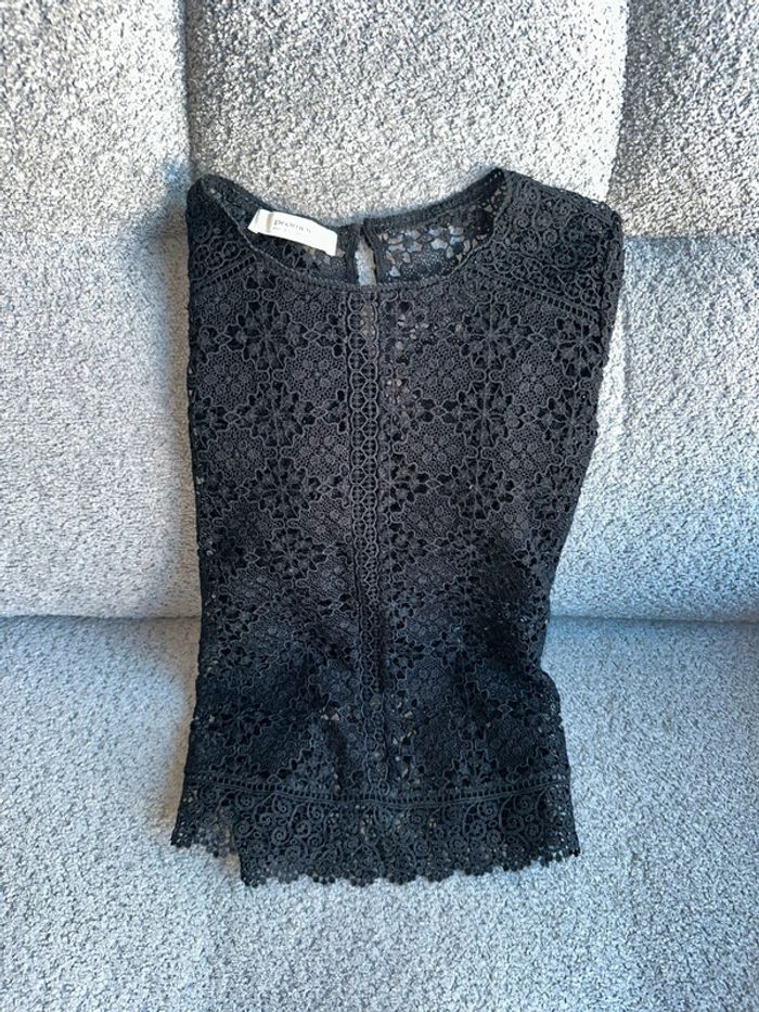 Haut-top en crochet/dentelle/maille ajourée noir Promod - photo numéro 3