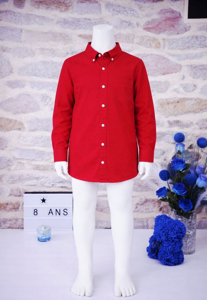 Chemise manches longues rouge bordeaux profond Garçon taille 8 ans marque Spring &Gege