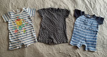 Lot de 3 barboteuses coton 3/6 mois