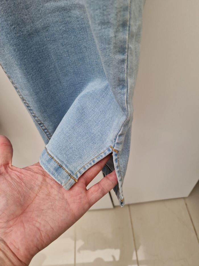 Pantalon 7/8 Pantacourt En Jeans Bleu Clair Délavé - photo numéro 3