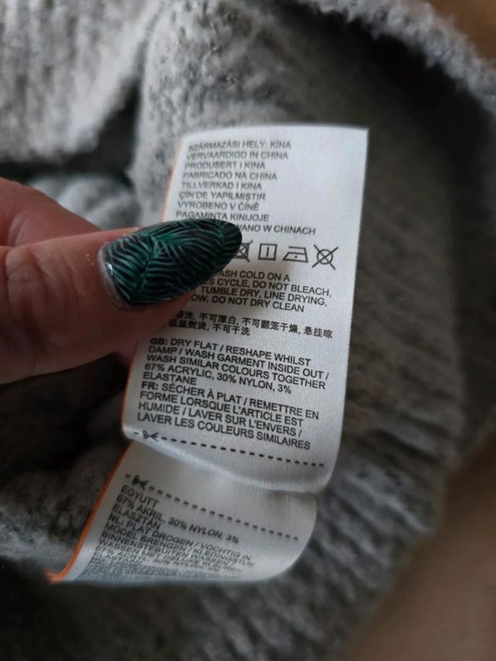 Pull gris chiné col roulé côtelé - Superdry - taille 40 - L - photo numéro 6