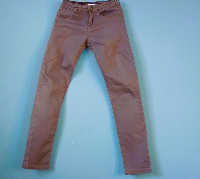 Jean Fille IKKS 14 ans pantalon slim fit gris fonce TBE