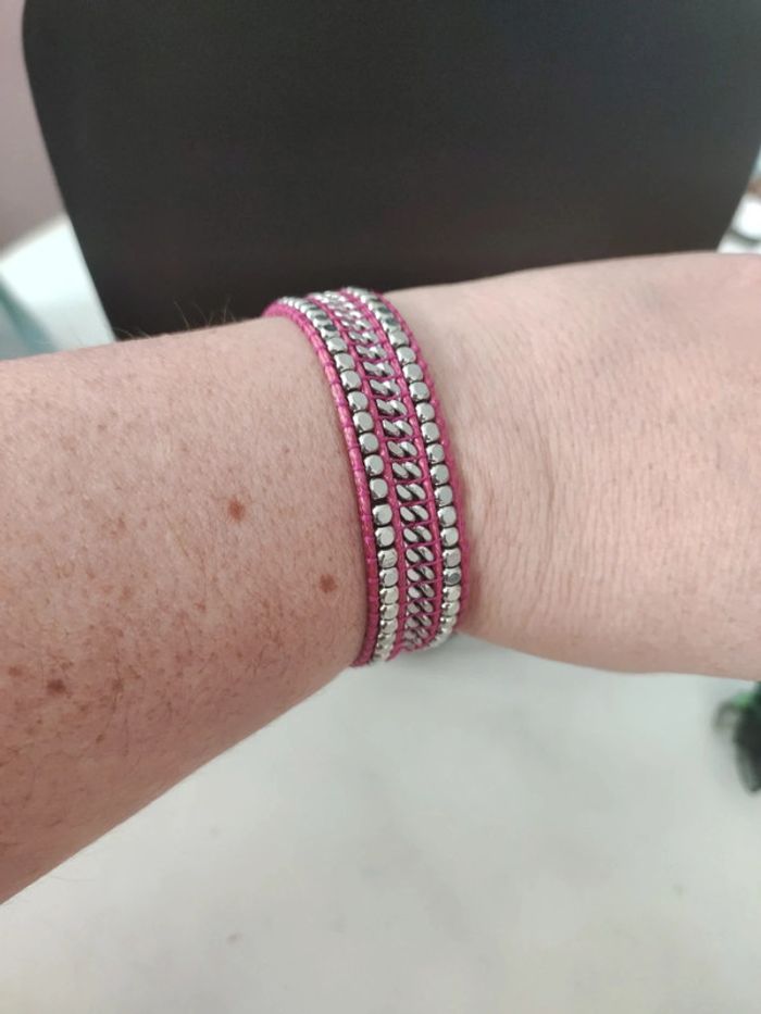 Bracelet articulé métal et tissu